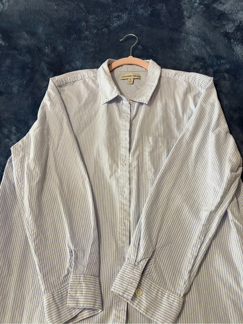 Women’s light Blue & White Stripe Dress Shirt - Classic Collared Shirt